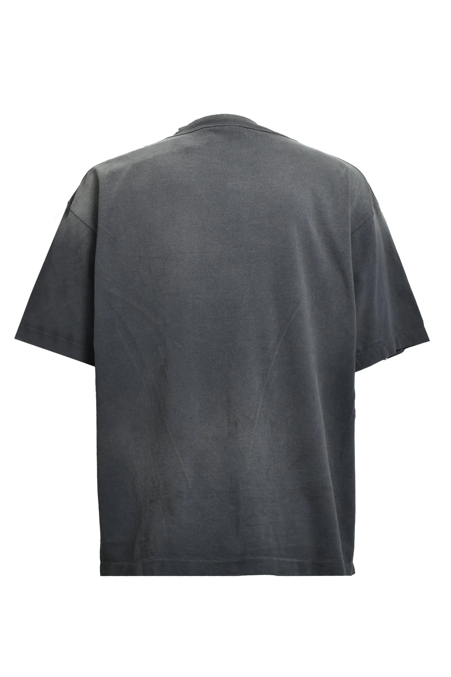 SAINT Mxxxxxx EGG SS TEE/BLK Broken egg shell/SAINT LOGO projection distressed retro short-sleeves Washed black S-XL Correct version Customized co-branded main mark/washed mark/cherub mark Tubular fabric Garment dyeing Rewashing water fading Destroying graffiti Simulating natural distressed effect Top-notch printing technology Washing treatment